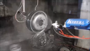 Automotive Industry - Wheel Hub Spray Coating: JR612 Robot